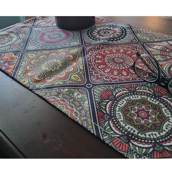 Long Boho Table Runner Bohemian Farmhouse Cottage Decor Decorative Cloth 13x72 - Picture 7 of 9